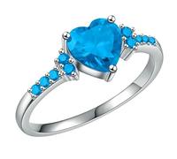 Rainbow Cubic Zirconia Heart Ring Stacking Band Bridal Jewelry Gift