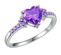 Rainbow Cubic Zirconia Heart Ring Stacking Band Bridal Jewelry Gift