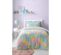 'Rainbow Cuddly' Deep Pile Faux Fur Duvet Cover Set Catherine Lansfield Multi King