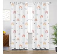 Rainbow Curtains for Bedroom, Cute Cartoon Rainbow Pastel Kids Nursery Blackout Thermal Insulated Eyelet Curtains for Living Room, W66 X D72, 2 Panels Drapes Room Decor