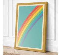 Rainbow Curve Retro Canvas Wall Art Print 24x16 Inch (61 x 41 cm)