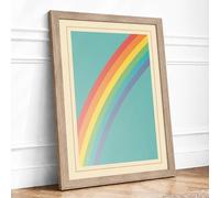 Rainbow Curve Retro Framed Wall Art Print A3 (42×29.7cm) Oak, Wall Decor for Living Room, Bedroom, Office & Home, Ready to Hang, Art Gift