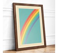 Rainbow Curve Retro Framed Wall Art Print A3 (42×29.7cm) Walnut, Wall Decor for Living Room, Bedroom, Office & Home, Ready to Hang, Art Gift
