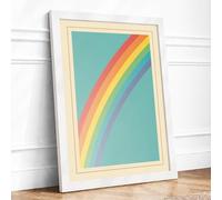 Rainbow Curve Retro Framed Wall Art Print A3 (42×29.7cm) White, Wall Decor for Living Room, Bedroom, Office & Home, Ready to Hang, Art Gift