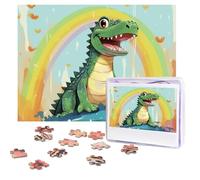 rainbow cute crocodile Puzzles 500 Pieces Personalized Jigsaw Puzzles Photos Puzzle for Adults Challenging Picture Puzzle with storage bag Puzzles for Men Women Home Decor (52 cm x 38 cm)