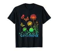 Rainbow Cute Dandelion Spring Wildflower Butterfly T-Shirt