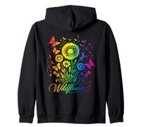 Rainbow Cute Dandelion Spring Wildflower Butterfly Zip Hoodie