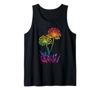 Rainbow Cute Dandelion Spring Wildflower Minimalist Line Art Tank Top