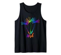 Rainbow Cute Dandelion Spring Wildflower Minimalist Line Art Tank Top
