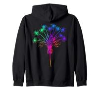 Rainbow Cute Dandelion Spring Wildflower Minimalist Line Art Zip Hoodie