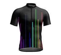 Rainbow Cycling Jersey for Men Cycling Jersey Clothing Short Sleeve Bicycle Sports Tops Breathable Quick Drying T Shirt Outdoor Half Zip MTB Mountain Bike Jersey, O Black, XXL