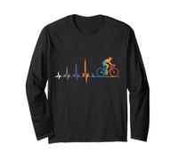 Rainbow Cyclist Heartbeat Line Road Cycling Long Sleeve T-Shirt