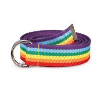 Rainbow D Ring Belt - Unisex Canvas Belt, Adjustable Ring Buckle Belt | Colorful Stripe Design Waistband, Casual and Sporty Style, Durable Webbing Belt for Men, Women, Kids, Everyday Wear