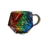 Rainbow D20 Dice Mug Cup for Style Games with Leather Rolling and 5 Liar's Poker 1pc Acrylic Pitcher Glasses Set (Blue, 9x9x9cm)