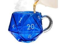 Rainbow D20 Dice Mug, Glass Polyhedral Dice Coffee Cup with Handle, for Coffee, Latte, Beverage, Tea, Wine, Juice, Beer and Milk, Gift for Fantasy Lovers, RPG, Tabletop and Gamers