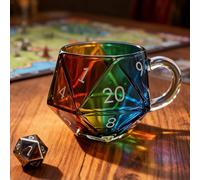 Rainbow D20 Dice Mug, Polyhedral Dice Coffee Cup with Handle, Game Mug for Beverage Tea Wine Juice Beer Milk Office Decoration Fantasy Lovers Cosplay Tabletop and Gamers (Blue)