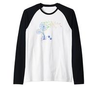 Rainbow Dandelion Paw-Print Dog Lover Colorful Dandelions Raglan Baseball Tee