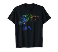 Rainbow Dandelion Paw-Print Dog Lover Colorful Dandelions T-Shirt