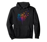 Rainbow Dandelion Spring Wildflower Minimalist Dragonfly Pullover Hoodie