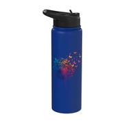 Rainbow Dandelion Spring Wildflower Minimalist Dragonfly Stainless Steel Insulated Water Bottle