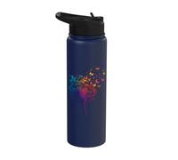 Rainbow Dandelion Spring Wildflower Minimalist Dragonfly Stainless Steel Insulated Water Bottle