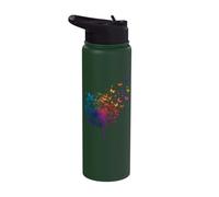 Rainbow Dandelion Spring Wildflower Minimalist Dragonfly Stainless Steel Insulated Water Bottle