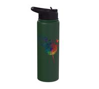 Rainbow Dandelion Spring Wildflower Minimalist Dragonfly Stainless Steel Insulated Water Bottle