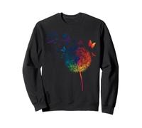 Rainbow Dandelion Spring Wildflower Minimalist Dragonfly Sweatshirt