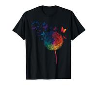 Rainbow Dandelion Spring Wildflower Minimalist Dragonfly T-Shirt