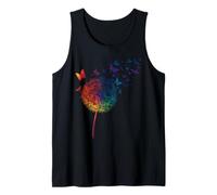 Rainbow Dandelion Spring Wildflower Minimalist Dragonfly Tank Top
