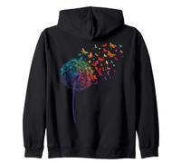 Rainbow Dandelion Spring Wildflower Minimalist Dragonfly Zip Hoodie