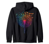 Rainbow Dandelion Spring Wildflower Minimalist Dragonfly Zip Hoodie