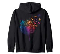Rainbow Dandelion Spring Wildflower Minimalist Dragonfly Zip Hoodie