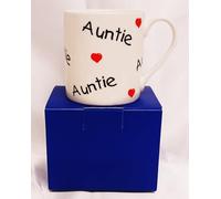 Rainbow Decors Auntie Love Hearts Mug Fine Bone China Gift Boxed Large Balmoral 400 ml 14 oz Cup Hand Decorated UK