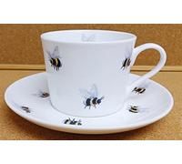 Rainbow Decors Bees Cup & Saucer Fine Bone China Sterling 250 ml Tea Coffee Cup Saucer Bumblebee Hand Decorated UK