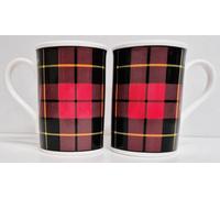 Rainbow Decors Black and Red Tartan Plaid Mugs Set of 2 Fine Bone China Windsor 340ml 12fl oz Traditional Scottish Pattern Design Hand Decorated in UK