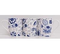 Rainbow Decors Blue Persia Mugs Set 6 Mugs Fine Bone China Blue & White Floral Oriental Balmoral 8.5oz 250ml Cups Hand Decorated UK