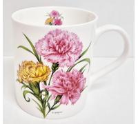 Rainbow Decors Carnation Mug Bone China 400ml Large Balmoral Pink and Yellow Flower Collection Cup Hand Decorated UK
