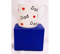 Rainbow Decors Dad Love Hearts Mug Fine Bone China Gift Boxed Large 14oz 400 ml Capacity Cup Hand Decorated in UK