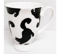 Rainbow Decors Elegant Cats Black Silhouettes Bone China Mug 300 ml 10.5 fl oz Royal Footed Cup Hand Decorated, UK
