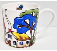 Rainbow Decors Exclusive Village Art Deco Bone China 1 Pint Mug Bone China 20fl oz 570 ml Large Countryside Scene Cup Hand Decorated in UK