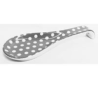 Rainbow Decors Grey Dots Porcelain 22 cm Medium Spoon Rest Spotted Ceramic Spoon Hand Decorated UK