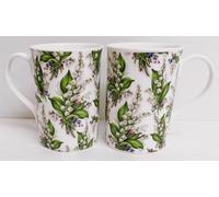 Rainbow Decors Lily of The Valley Mugs Set of 2 Fine Bone China 300 ml 10.5oz Windsor Lilies Chintz Cups Hand Decorated UK