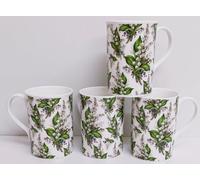 Rainbow Decors Lily of The Valley Mugs Set of 4 Fine Bone China 300 ml 10.5oz Windsor Lilies Chintz Cups Hand Decorated UK