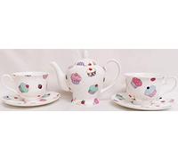 Rainbow Decors Ltd Fairy Cupcakes Tea Set for Two Fine Bone China Cup Cakes 1 Teapot 2 Cups & 2 Saucer