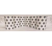 Rainbow Decors Ltd Grey Spots Mugs Set of 6 Fine Bone China Castle Spotted Cups Hand Decorated in UK