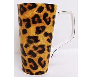 Rainbow Decors Ltd Leopard Brown Animal Print Mug 20oz Fine Bone China Large Jumbo 1 Pint Latte Coffee Tea Cup Hand Decorated UK