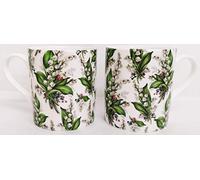 Rainbow Decors Ltd Lily of the Valley Mugs Set of 2 Balmoral Lilies Chintz Fine Bone China 9.5oz 275ml Cups Hand Decorated UK