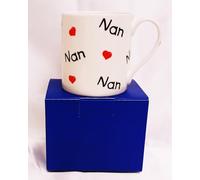 Rainbow Decors Nan Love Hearts Mug Fine Bone China Gift Boxed Large Balmoral 400 ml 14 oz Cup Hand Decorated UK