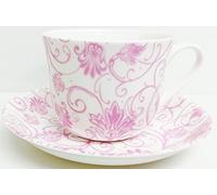 Rainbow Decors Parisian Pink Cup & Saucer Fine Bone China Breakfast Large 425ml 15 fl oz Pink Floral Seamless Set